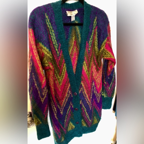 S Mohair Rainbow Cardigan 80s Vintage - Picture 2 of 8
